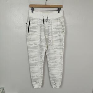 ASRV Jogger Sweatpants Mens Medium White Gray Camo Fleece Performance Gym